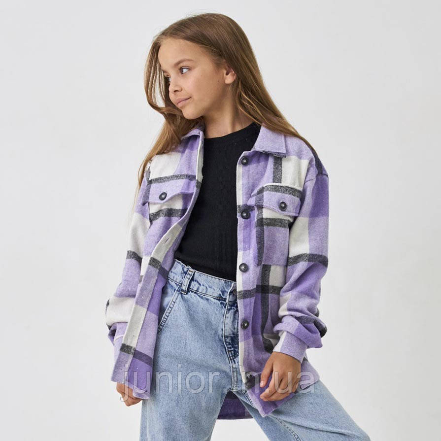 Стильна тепла картата сорочка для дівчинки 158р, фото 1