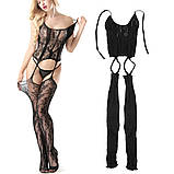 Еротичний боді-комбінезон з панчохами - чорний розмір (ZYM2102), фото 4