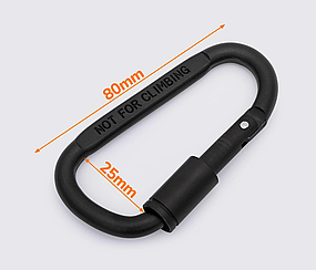 Карабін металевий чорний, L=80 мм