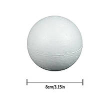Куля з пінопласту Ø 8 см, колір-білий, арт 014194, 1 шт, Білий