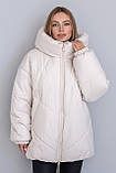 Зимова стильна куртка Селін-2, оверсайз, молочного кольору, фото 7