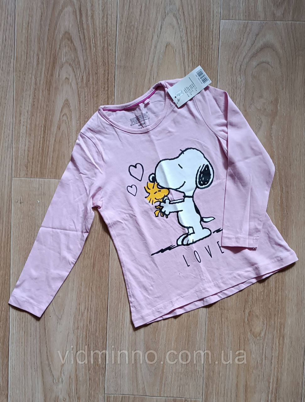 Кофта реглан лонгслів Peanuts на дівчинку, Снуппі, р.86-92, фото 1