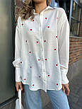 Жіноча біла сорочка жата з принтом серця (р. 42-48) 79131080, фото 2