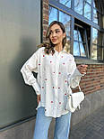 Жіноча біла сорочка жата з принтом серця (р. 42-48) 79131080, фото 3