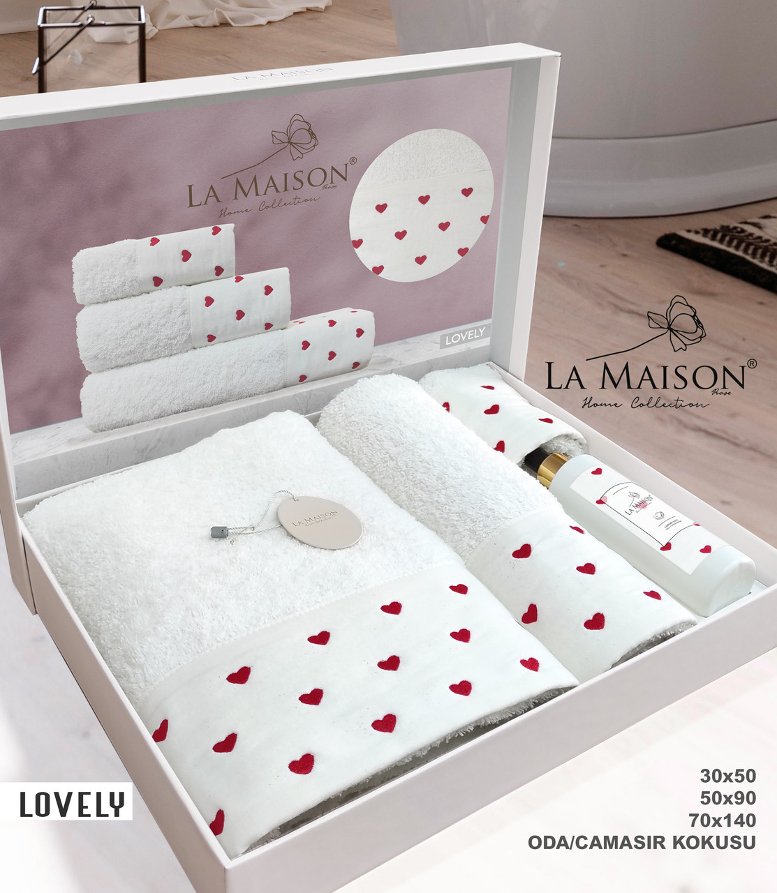 Подарунковий набір рушників La Maison, 3 шт. з ароматом Lovely, фото 1