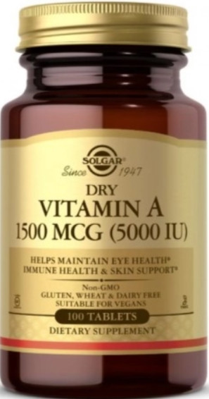 Вітамін А Солгар Solgar Vitamin A 1500 mcg (5000 IU) 100 таб
