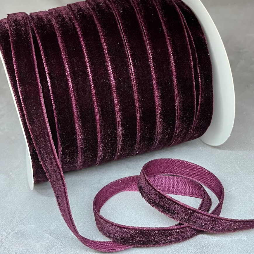 Велюр стрічка 1 см , колір- вишневий, метр, Вишневий, фото 1