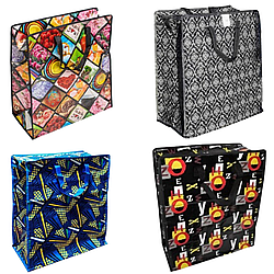 Кольорова господарська сумка на замку №4 54х50x24 см поліпропіленова сумка з малюнком