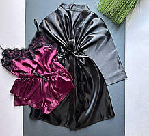 Набір піжама та халат з атласу.