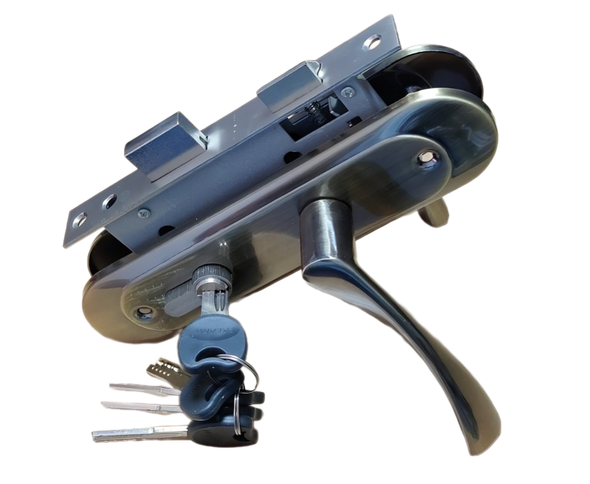 Замок врізний з ручками HIDOOR L4 Bravo 55мм AB бронза на 5 ключів