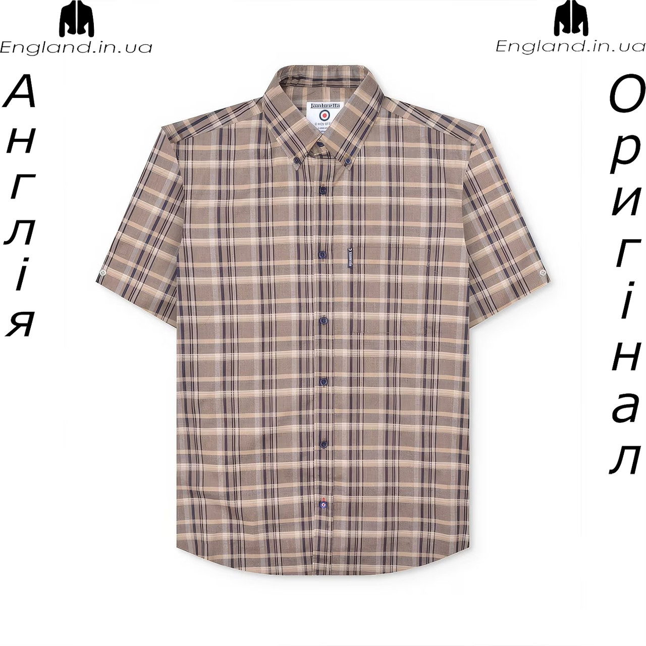Сорочка чоловіча Lambretta (Ламбретта) з Англії - в клітинку на короткий рукав, фото 1