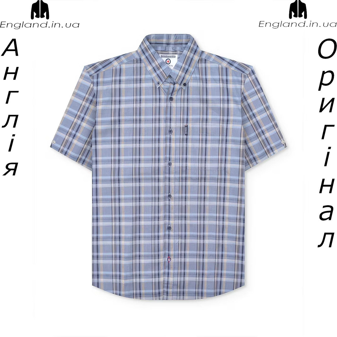 Сорочка чоловіча Lambretta (Ламбретта) з Англії - в клітинку на короткий рукав, фото 1