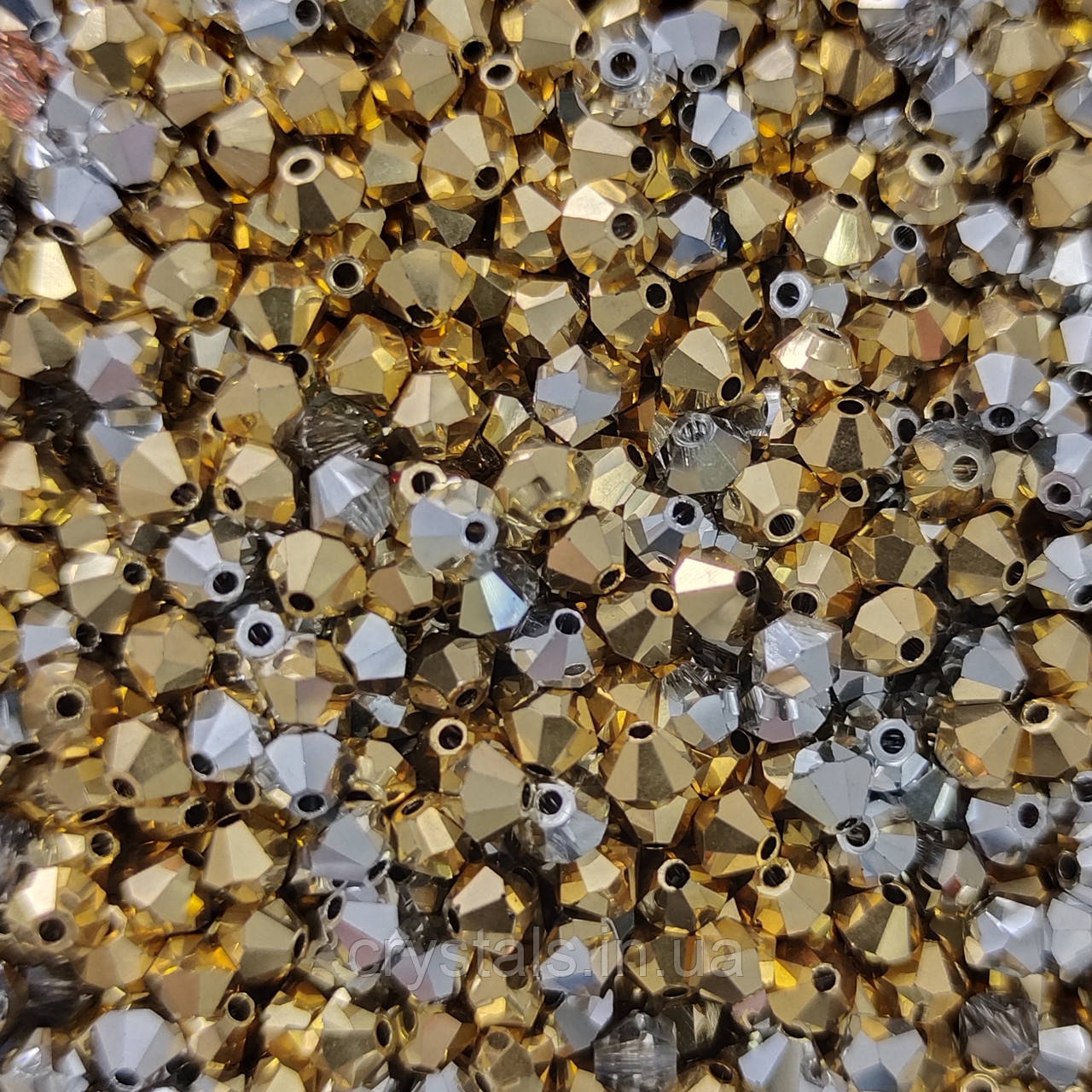 Біконуси Preciosa (Чехія) 4 мікс Crystal Aurum и Crystal Labrador, 2-й сорт/5 г, фото 1