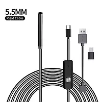 3 в 1 Камера ендоскоп 1 метр 5.5 мм USB/micro USB/Type C бороскоп, жорсткий дріт