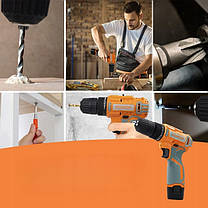 Акумуляторний шуруповерт HONTOP 12В 1,3 Ач з набіром викруток, фото 2