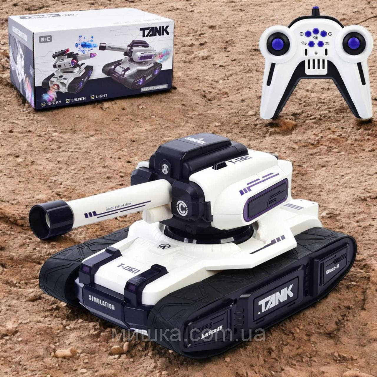Іграшковий танк на радіокеруванні, 28 см, стріляє водяними кулями, світиться, видає пару, 399D-9., фото 1