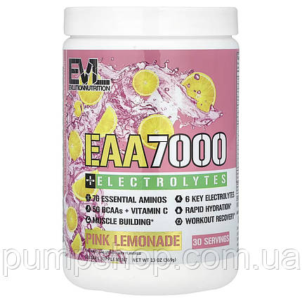 Амінокислоти з електролітами EVLution Nutrition EAA7000 +Electrolytes 369 г (30 порц.) (рожевий лимонад), фото 1