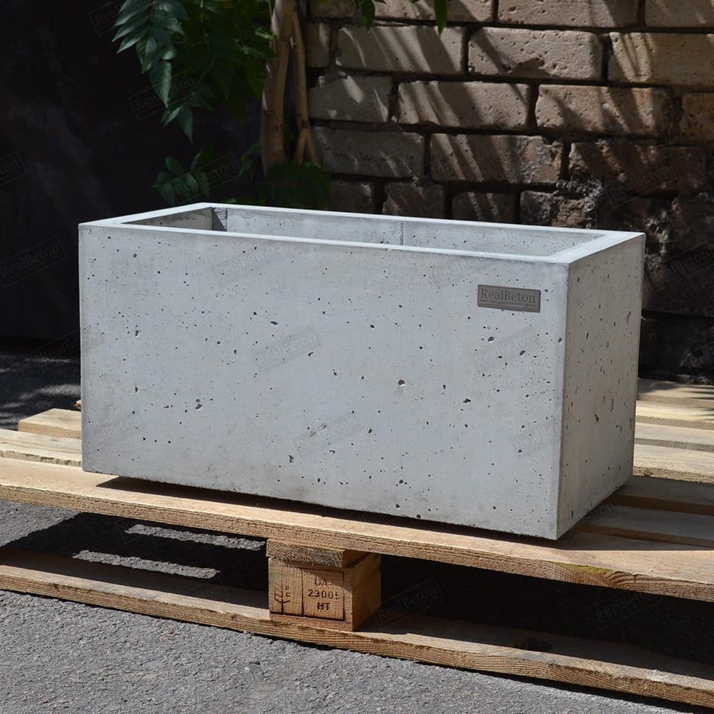 Вазон бетонний - Прямокутний Д600мм х Ш300мм х В300мм сірий, фото 1