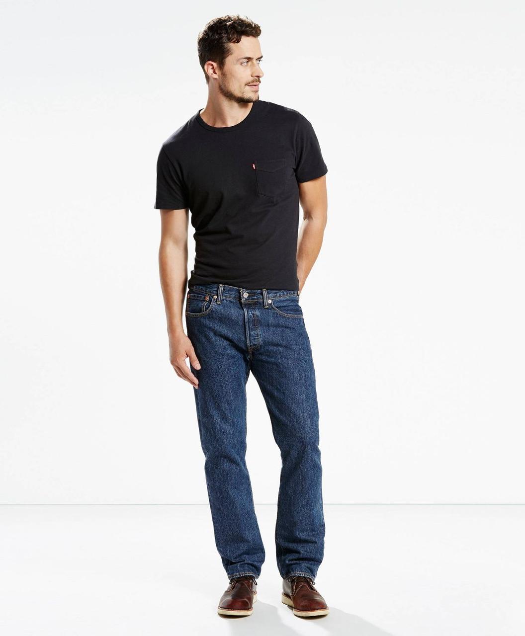Чоловічі джинси Levi's 501 — Dark Stonewash W38 L32 Cіній (005010194)