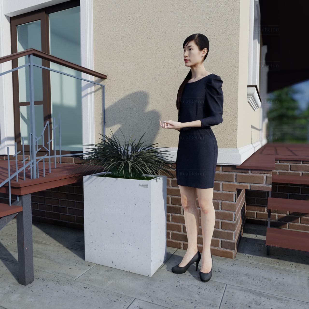 Вазон бетонний - Прямокутний Д600мм х Ш300мм х В700мм сірий, фото 1