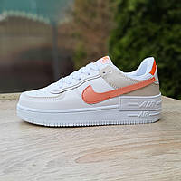 Nike Air Force 1 Shadow білі з сірим з пудрою