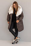 Коричнева жіноча зимова куртка оверсайз Фрея в розмірах 44-54, фото 8