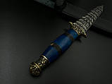 Кортик ручної роботи «Кварц #3» із дамаська зі шкіряними піхвами, 61 HRC., фото 5
