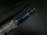 Кортик ручної роботи «Кварц #3» із дамаська зі шкіряними піхвами, 61 HRC., фото 3
