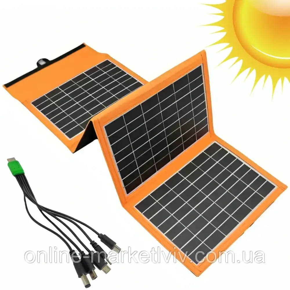 Портативна сонячна панель на 20Вт / Сонячна батарея / Складна сонячна панель для заряджання телефону, фото 1