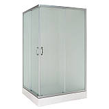 Душова кабіна 120x80x195 см VIVIA 012080 JK прямокутна низький піддон матове скло розсувні двері, фото 2