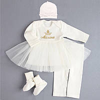 Именная одежда Комплект для девочек с вышивкой желанного имени, Крестильная одежда для новорожденных