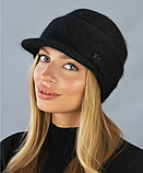 Кепка жіноча тепла зимова чорна Жокейка 757W, фото 2