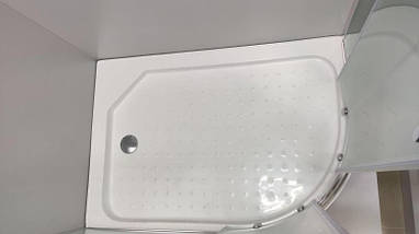 Душова кабіна ARTEX RT 81 10 100х80х203 см на низькому піддоні асиметрична матове скло розсувні двері, фото 5