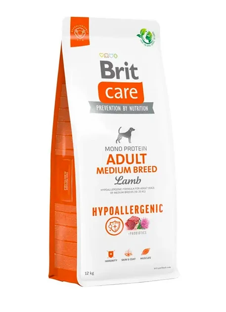 Сухий гіпоалергенний корм Brit Care Hypoallergenic Adult Medium Breed для собак, з ягнятком та рисом 12 КГ