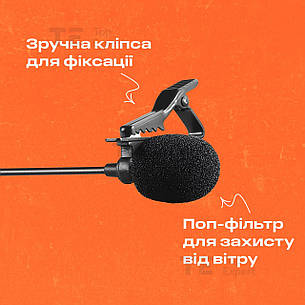 Професійний петличний мікрофон BOYA BY-M1 3.5 мм мікрофон петличка для телефону петличка для пк камери, фото 3