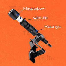 Професійний петличний мікрофон BOYA BY-M1DM 3.5 мм мікрофон петличка для телефону петличка для пк камери, фото 4
