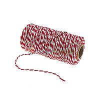 Шнур бавовняний ЧЕРВОНО-БІЛИЙ, 2 мм, 100 м