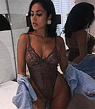 Яскравий спокусливий боді - коричневий S (P2978N), фото 2