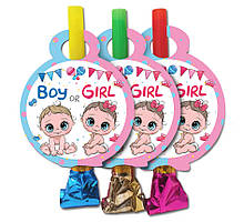 Язичок гудок карнавальний для Гендер Паті, 6 шт в уп