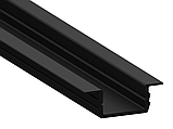Алюмінієвий профіль для світлодіодної стрічки АЛ-01-2 2 метра чорний врізний LEDUA, фото 3