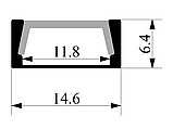 Алюмінієвий профіль для світлодіодної стрічки АЛ-02-2 2 метра анодований накладний LEDUA, фото 2