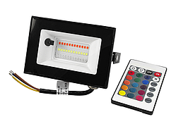 Прожектор LED 20W RGB+ пульт IP65 чорний LMP76-20 Лємансо