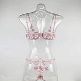 Еротичний прозорий комплект з квітами - рожевий S (1005001864588480), фото 6