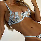 Еротичний прозорий комплект з квітами - блакитний S (1005001864588480), фото 2