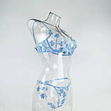 Еротичний прозорий комплект з квітами - блакитний S (1005001864588480), фото 5