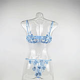 Еротичний прозорий комплект з квітами - блакитний S (1005001864588480), фото 6