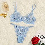 Еротичний прозорий комплект з квітами - блакитний S (1005001864588480), фото 7