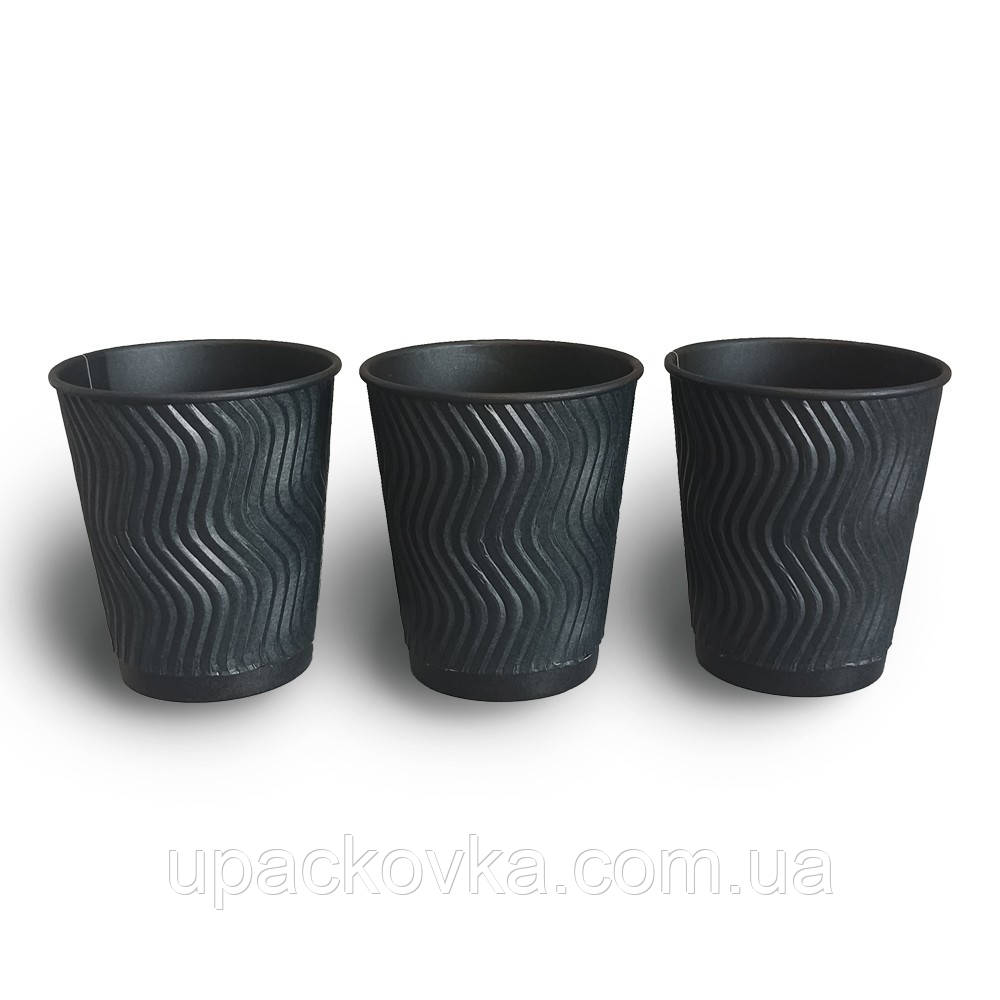 Гофростакан Double Black 450 мл. Євро, 20 шт/уп; 24 уп/ящ (90)