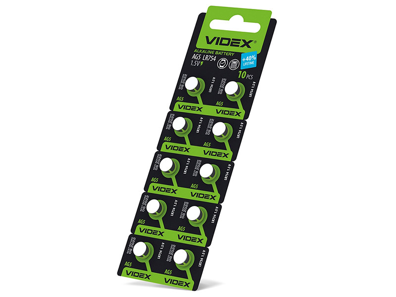 Батарейка годинникова AG 5/LR754 BLISTER CARD 10 шт Videx
