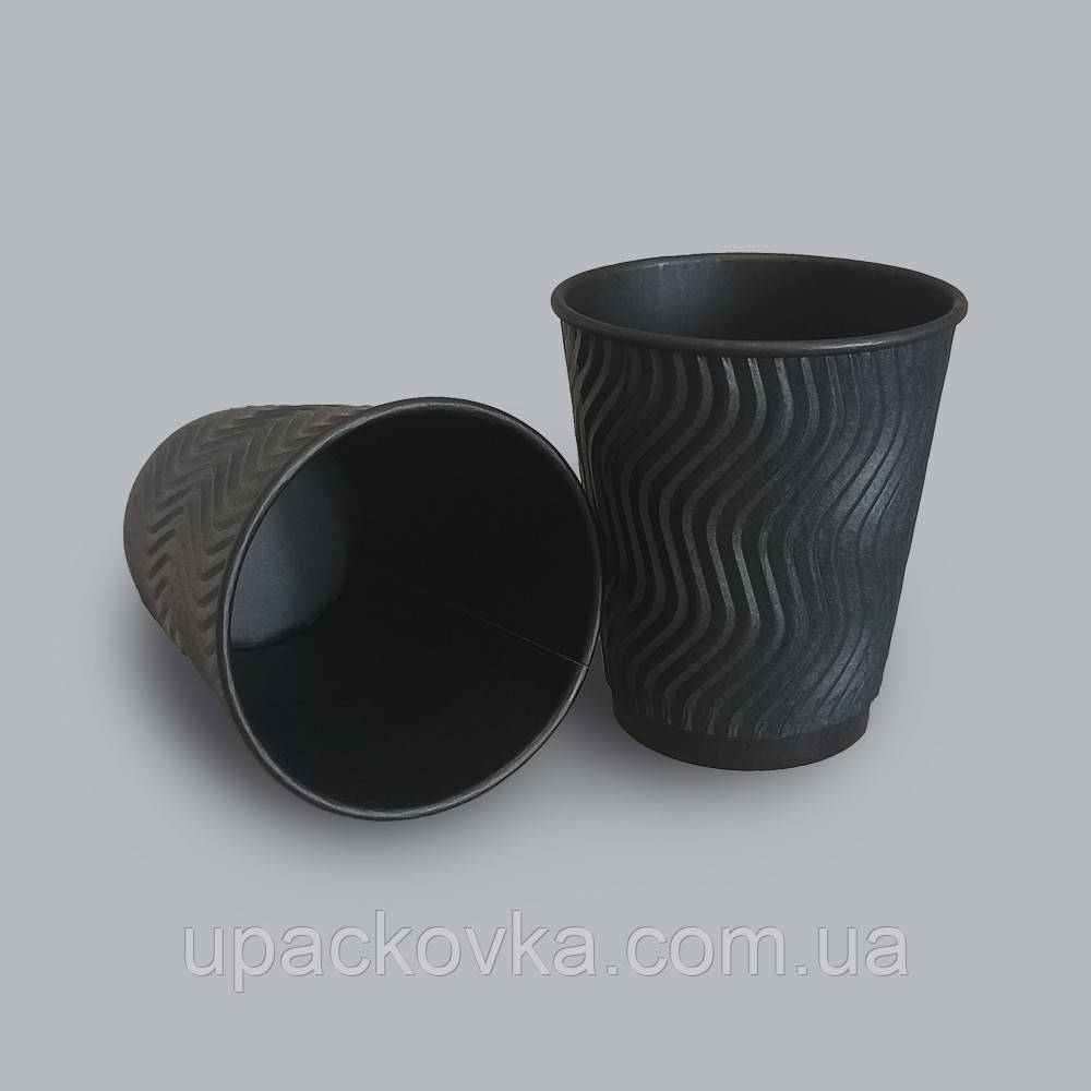 Гофростакан Double Black 250 мл. ЄВРО, 30 шт/уп; 28 уп/ящ (80), фото 1